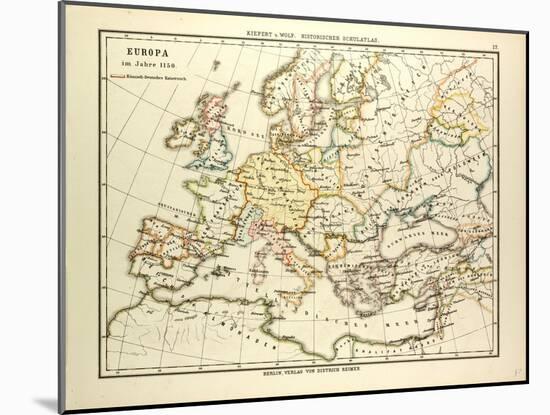 Map of Europe in 1150-null-Mounted Giclee Print