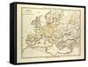 Map of Europe in 1150-null-Framed Stretched Canvas