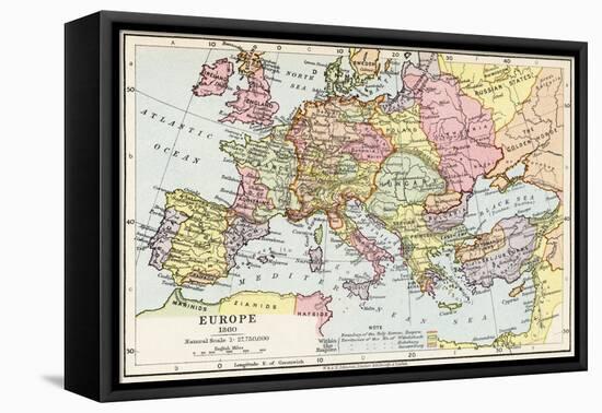 Map of Europe in 1360, from 'Historical Atlas'-null-Framed Stretched Canvas