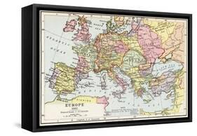 Map of Europe in 1360, from 'Historical Atlas'-null-Framed Stretched Canvas