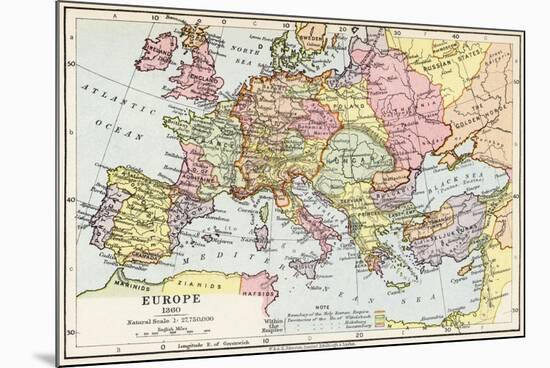 Map of Europe in 1360, from 'Historical Atlas'-null-Mounted Giclee Print
