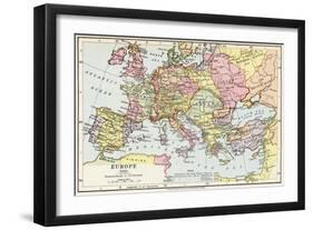 Map of Europe in 1360, from 'Historical Atlas'-null-Framed Giclee Print