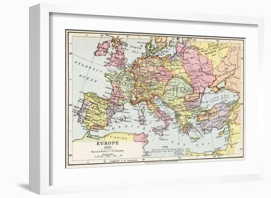 Map of Europe in 1360, from 'Historical Atlas'-null-Framed Giclee Print