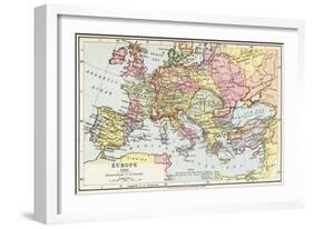 Map of Europe in 1360, from 'Historical Atlas'-null-Framed Giclee Print