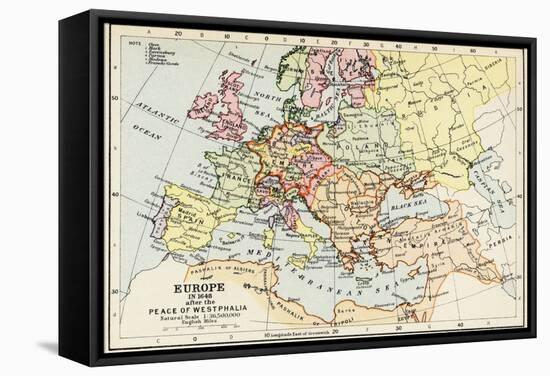 Map of Europe in 1648 after the Peace of Westphalia-null-Framed Stretched Canvas