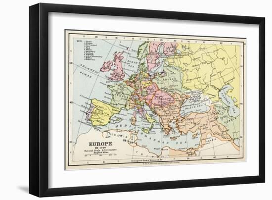 Map of Europe in 1740, from 'Historical Atlas'-null-Framed Giclee Print