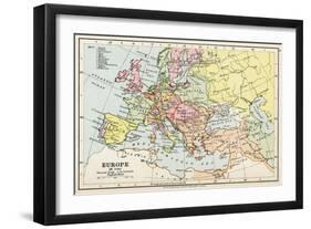 Map of Europe in 1740, from 'Historical Atlas'-null-Framed Giclee Print