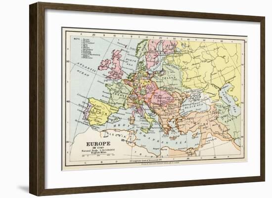 Map of Europe in 1740, from 'Historical Atlas'-null-Framed Giclee Print