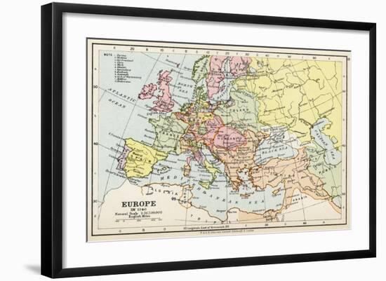 Map of Europe in 1740, from 'Historical Atlas'-null-Framed Giclee Print