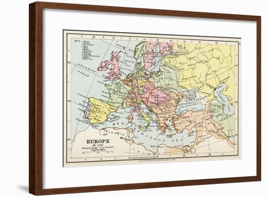 Map of Europe in 1740, from 'Historical Atlas'-null-Framed Giclee Print