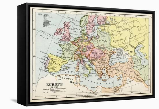 Map of Europe in 1740, from 'Historical Atlas'-null-Framed Stretched Canvas