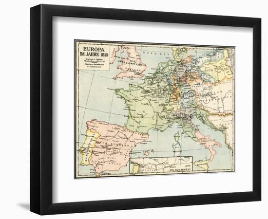 Map of Europe in 1810, During the Napoleonic Wars-null-Framed Giclee Print