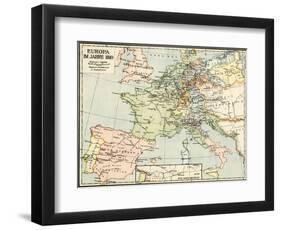 Map of Europe in 1810, During the Napoleonic Wars-null-Framed Giclee Print