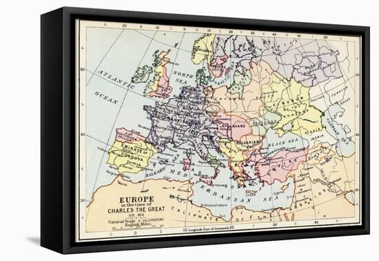 Map of Europe in the Time of Charles the Great-null-Framed Stretched Canvas