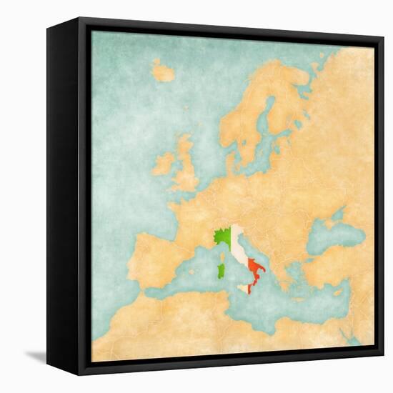 Map of Europe - Italy (Vintage Series)-Tindo-Framed Stretched Canvas