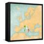 Map of Europe - Italy (Vintage Series)-Tindo-Framed Stretched Canvas