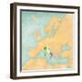 Map of Europe - Italy (Vintage Series)-Tindo-Framed Art Print