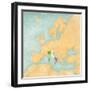 Map of Europe - Italy (Vintage Series)-Tindo-Framed Art Print