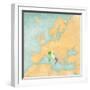 Map of Europe - Italy (Vintage Series)-Tindo-Framed Art Print