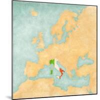 Map of Europe - Italy (Vintage Series)-Tindo-Mounted Art Print