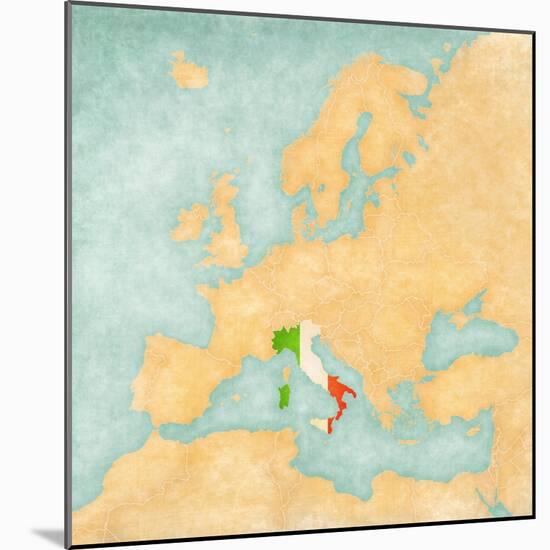 Map of Europe - Italy (Vintage Series)-Tindo-Mounted Art Print