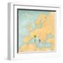 Map of Europe - Italy (Vintage Series)-Tindo-Framed Art Print