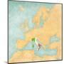 Map of Europe - Italy (Vintage Series)-Tindo-Mounted Art Print