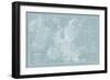 Map of Europe on Aqua-Mitchell-Framed Art Print