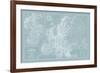 Map of Europe on Aqua-Mitchell-Framed Art Print