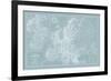 Map of Europe on Aqua-Mitchell-Framed Art Print