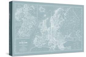 Map of Europe on Aqua-Mitchell-Stretched Canvas