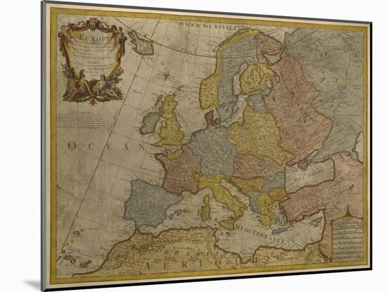 Map of Europe, Published in 1700, Paris-Guillaume Delisle-Mounted Giclee Print