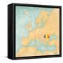 Map of Europe - Romania (Vintage Series)-Tindo-Framed Stretched Canvas