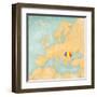 Map of Europe - Romania (Vintage Series)-Tindo-Framed Art Print