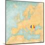 Map of Europe - Romania (Vintage Series)-Tindo-Mounted Art Print