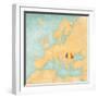 Map of Europe - Romania (Vintage Series)-Tindo-Framed Art Print