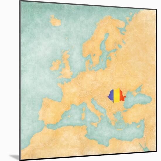 Map of Europe - Romania (Vintage Series)-Tindo-Mounted Art Print