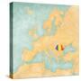 Map of Europe - Romania (Vintage Series)-Tindo-Stretched Canvas