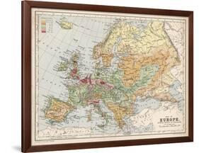 Map of Europe Showing Density of Population-null-Framed Art Print