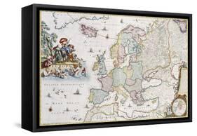 Map of Europe, Showing Europe and Western Russia, Iceland and Greenland-Cornelis III Danckerts-Framed Stretched Canvas