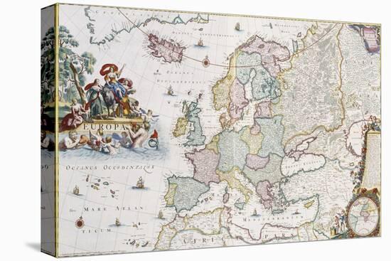 Map of Europe, Showing Europe and Western Russia, Iceland and Greenland-Cornelis III Danckerts-Stretched Canvas