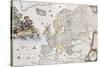 Map of Europe, Showing Europe and Western Russia, Iceland and Greenland-Cornelis III Danckerts-Stretched Canvas