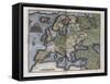 Map of Europe-Abraham Ortelius-Framed Stretched Canvas