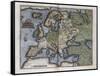 Map of Europe-Abraham Ortelius-Framed Stretched Canvas