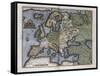 Map of Europe-Abraham Ortelius-Framed Stretched Canvas