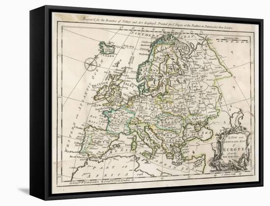 Map of Europe-J. Gibson-Framed Stretched Canvas