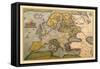 Map of Europe-Abraham Ortelius-Framed Stretched Canvas