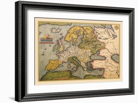 Map of Europe-Abraham Ortelius-Framed Art Print