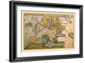 Map of Europe-Abraham Ortelius-Framed Art Print