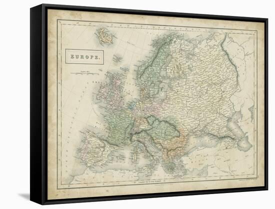 Map of Europe-Sidney Hall-Framed Stretched Canvas